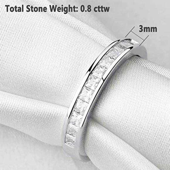 💎 0.8ctw CZ Eternity Ring – 925 Sterling Silver 💋 - Picture 2 of 6
